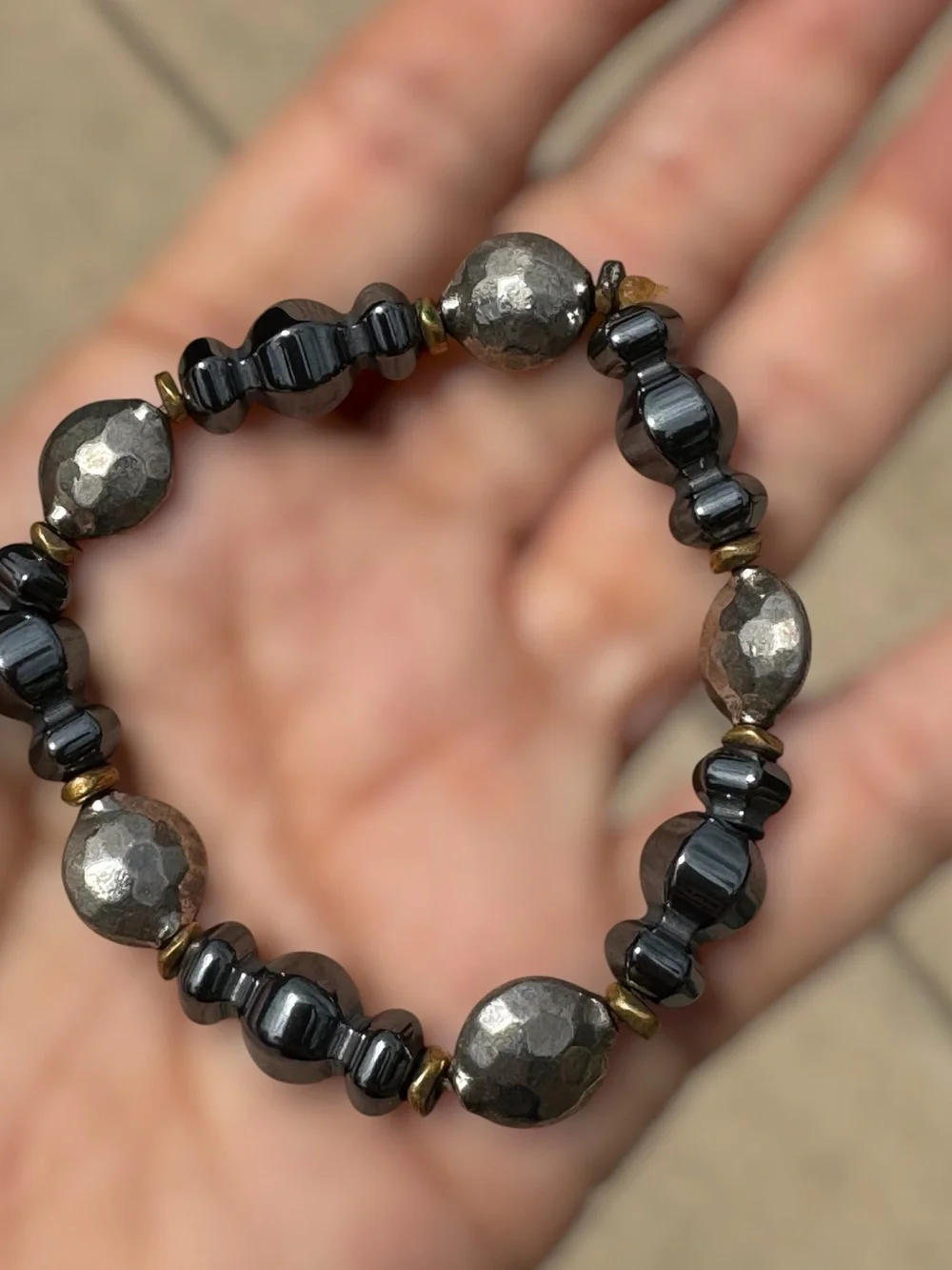 Handcrafted Hematite Bead Necklace and Bracelet Set